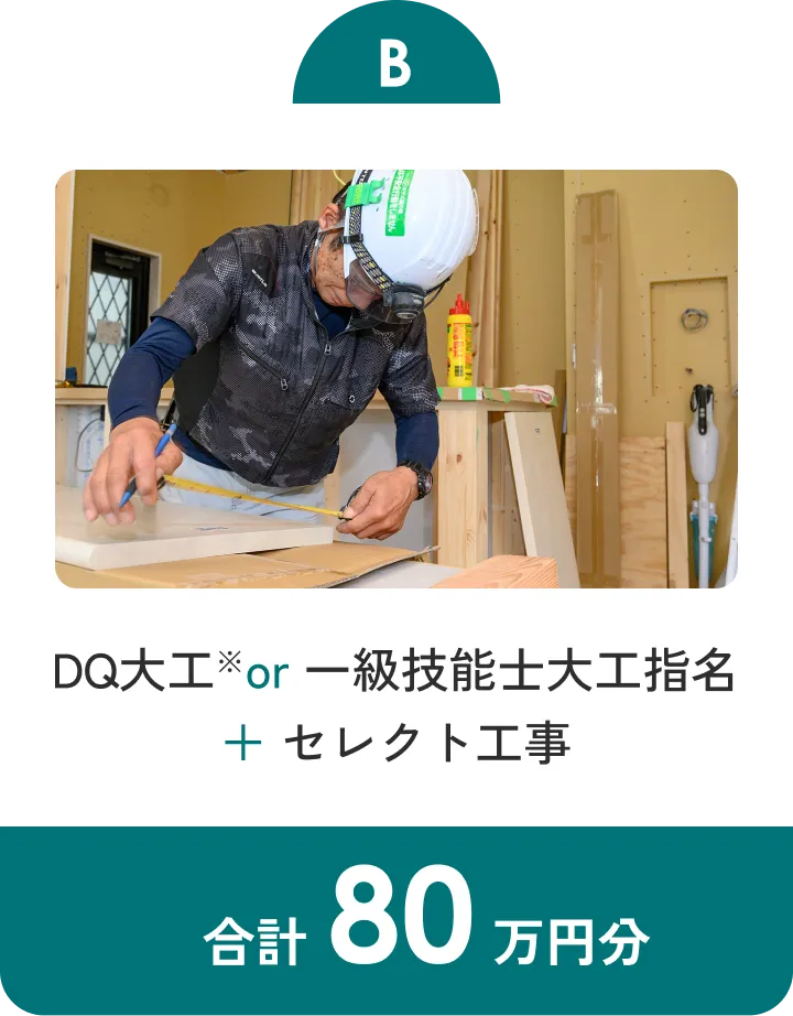 B DQ大工 or 一級技能士大工指名 + セレクト工事