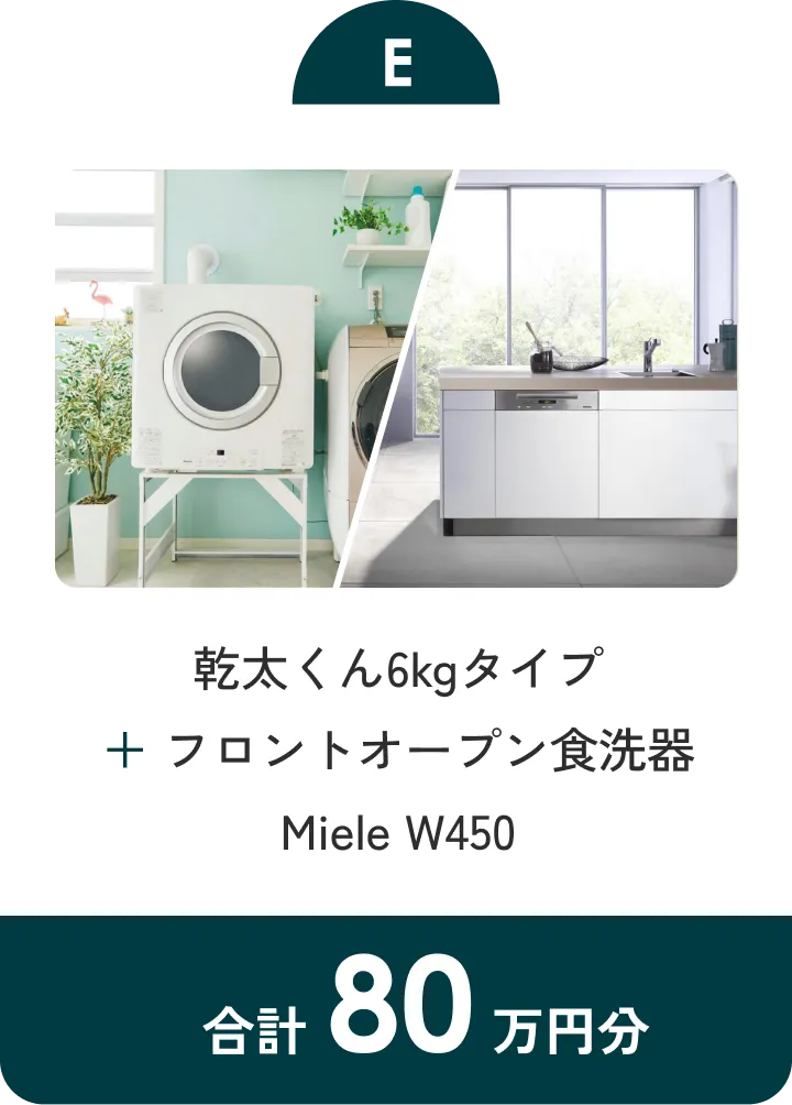 E 乾太くん6kgタイプ＋フロントオープン食洗器 Miele W450