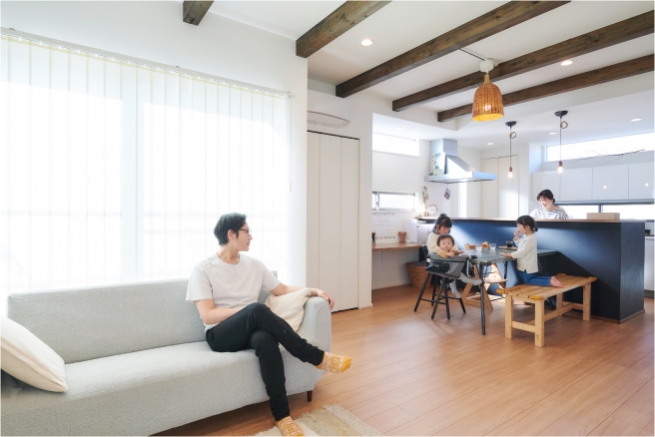 開放的なLDK。家族の会話もはずみそう。