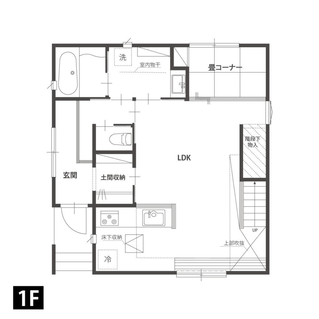 アクセントカラーが印象的なキューブ型住宅